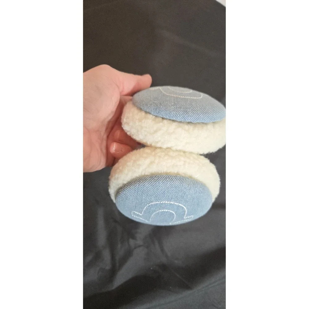 True Religion Lt Blue Sherpa Earmuffs Horseshoe Logo Women's Spring Earmuffs